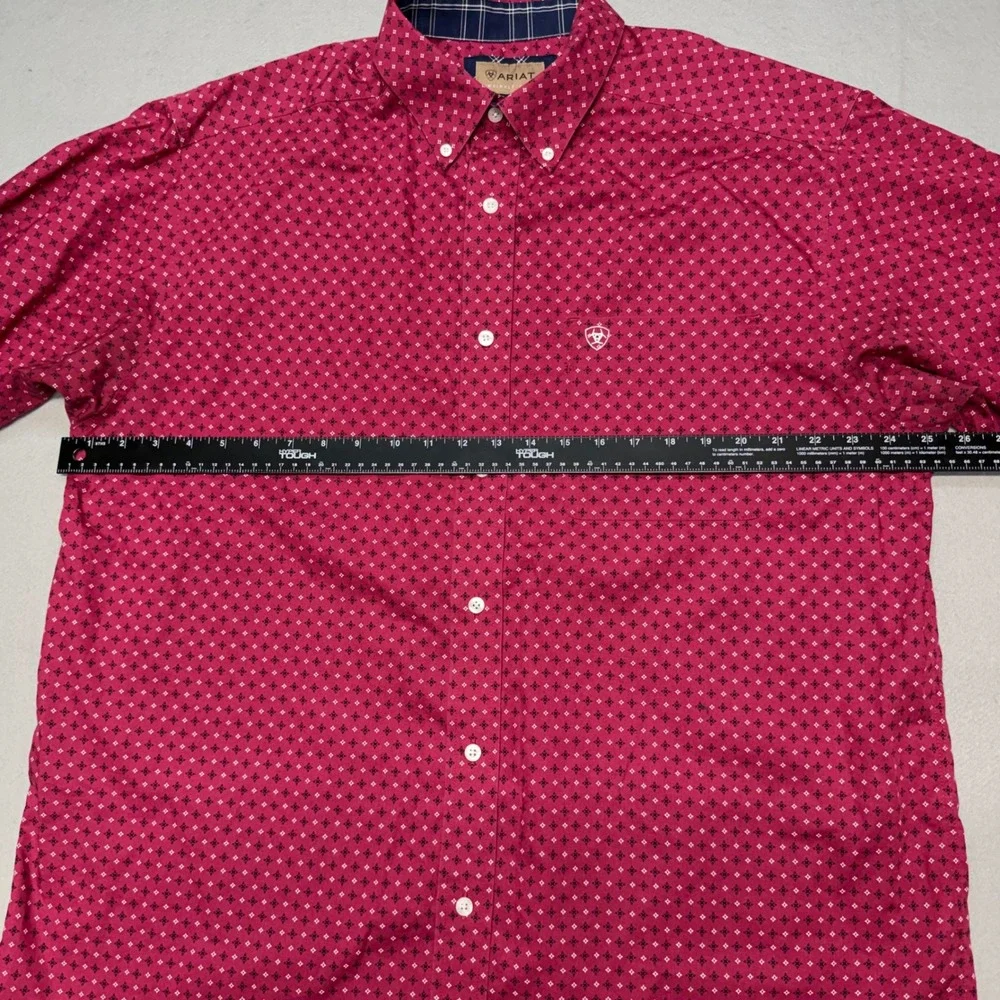 Ariat Wrinkle Free Luis XL Burgundy Geometric Print Long Sleeve Shirt Men